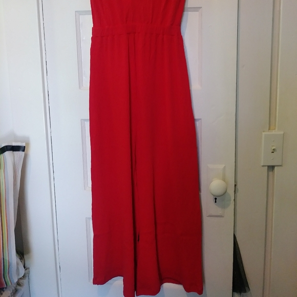 Red Tie-Front Jumpsuit - Picture 9 of 10